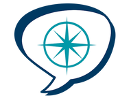 Speech bubble button with picture of a teal compass rose, clicking will lead to information about where MECASA represents centers